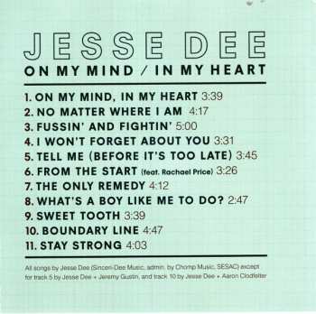 CD Jesse Dee: On My Mind / In My Heart