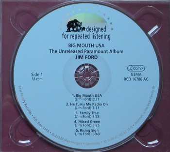 CD Jim Ford: Big Mouth USA The Unissued Paramount Album