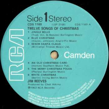 LP Jim Reeves: 12 Songs Of Christmas