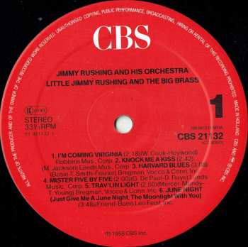LP Jimmy Rushing And His Orchestra: Little Jimmy Rushing And The Big Brass