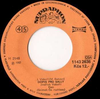 SP Jindřich Vobořil: Páteční Večer / Dopis Pro Sally