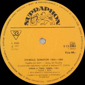3LP Jiří Suchý & Jiří Šlitr: Divadlo Semafor 1959 - 1969 (1-3)