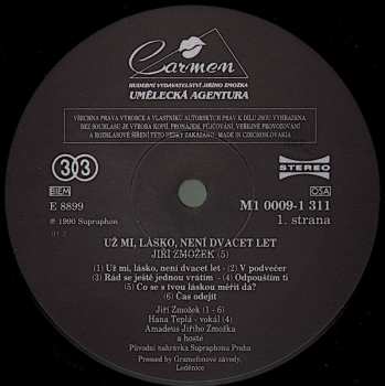 LP Jiří Zmožek: Už Mi, Lásko, Není Dvacet Let