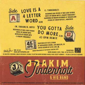 SP Joakim Tinderholt & His Band: Love Is A 4 Letter Word B/W You Gotta Do More LTD