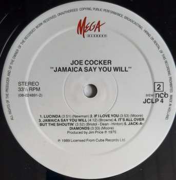 LP Joe Cocker: Jamaica Say You Will