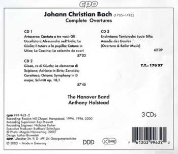 3CD Johann Christian Bach: Complete Opera Overtures