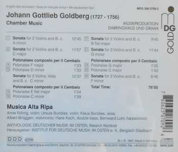 CD Johann Gottlieb Goldberg: Chamber Music - Trio Sonatas, Quartet For 2 Violins, Viola And B.C.