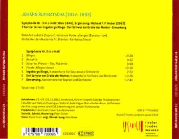 CD Johann Rufinatscha: Symphonie Nr. 3 in c-Moll, 3 Konzertarien