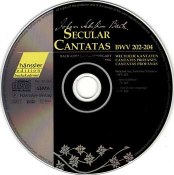 CD Johann Sebastian Bach: Secular Cantatas BWV 202-204