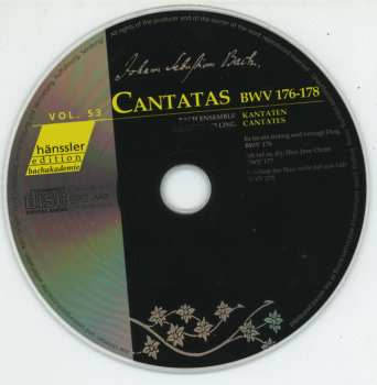 CD Johann Sebastian Bach: Cantatas BWV 176-178