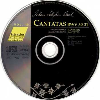 CD Johann Sebastian Bach: Cantatas BWV 30-31