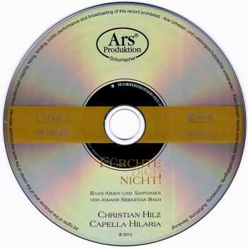 CD Johann Sebastian Bach: Fürchte Dich Nicht! – Bass-Arien Und Sinfonien Von Johann Sebastian Bach