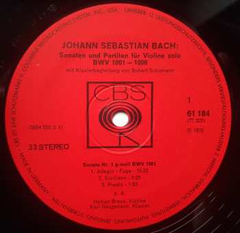 3LP/Box Set Johann Sebastian Bach: Sonaten Und Partiten Für Violine Solo BWV 1001-1006 Mit Der Klavierbegleitung Von Robert Schumann