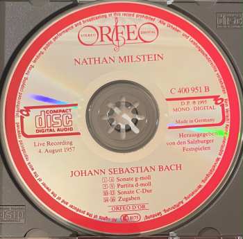 CD Johann Sebastian Bach: Partita D-Moll /Sonaten G-Moll . C-Dur