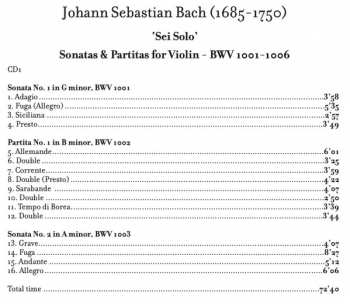 2CD Johann Sebastian Bach: Sei Solo - Sonatas & Partitas For Violin