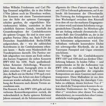 CD Johann Sebastian Bach: Konzerte Für Cembalo Und Streicher = Concertos For Harpsichord And Strings = Concertos Pour Clavecin Et Orchestre À Cordes BWV 1055 · 1056 ·1057 · 1058