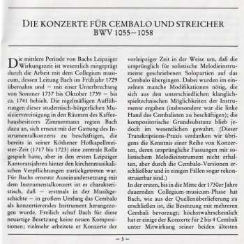 CD Johann Sebastian Bach: Konzerte Für Cembalo Und Streicher = Concertos For Harpsichord And Strings = Concertos Pour Clavecin Et Orchestre À Cordes BWV 1055 · 1056 ·1057 · 1058