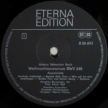 LP Johann Sebastian Bach: Weihnachtsoratorium (Ausschnitte)