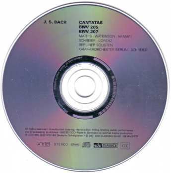 CD Johann Sebastian Bach: Secular Cantatas BWV 205 · BWV 207