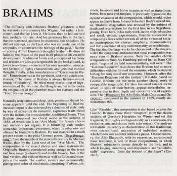 CD Johannes Brahms: Altrhapsodie - Naenie - Gesang Der Parzen - Begräbnisgesang