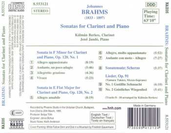 CD Johannes Brahms: Clarinet Sonatas Nos. 1 And 2 • Scherzo • Lieder, Op. 91