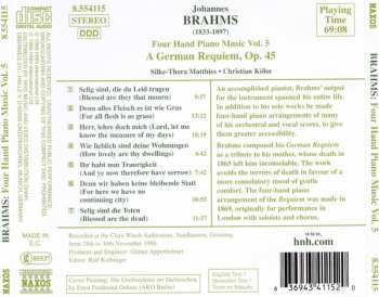CD Johannes Brahms: Four Hand Piano Music Vol. 5 — A German Requiem, Op. 45