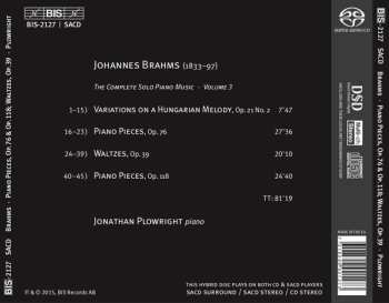 SACD Johannes Brahms: Variations, Op. 21/2; Piano Pieces, Opp. 76 & 118; Waltzes, Op. 39