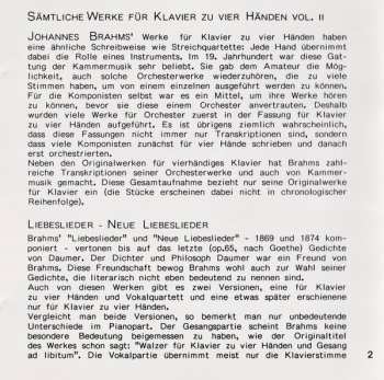 CD Johannes Brahms: Liebeslieder Walzer Op. 52a / Souvenir De La Russie Op. 151 / Neue Liebeslieder Walzer Op. 65a / Variationen Op. 23 (Complete Original Works For Piano 4 Hands Vol. II)