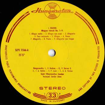 LP Johannes Brahms: Hungarian Dances Nos 1-21