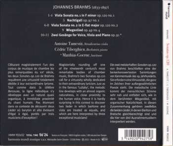 CD Johannes Brahms: Sonatas Op.120 | Zwei Gesänge Op. 91 | Wiegenlied