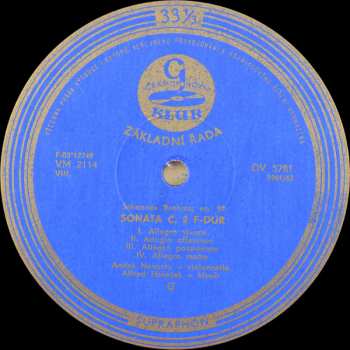 LP Johannes Brahms: Sonáty Pro Violoncello A Klavír Č. 1 E Moll, Op. 38 A Č. 2 F Dur, Op. 99 (BÍLÝ ŠTÍTEK)