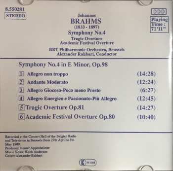 CD Johannes Brahms: Symphony No. 4 / Academic Festival Overture / Tragic Overture