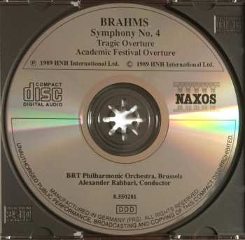 CD Johannes Brahms: Symphony No. 4 / Academic Festival Overture / Tragic Overture