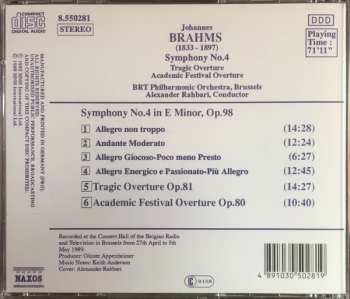 CD Johannes Brahms: Symphony No. 4 / Academic Festival Overture / Tragic Overture