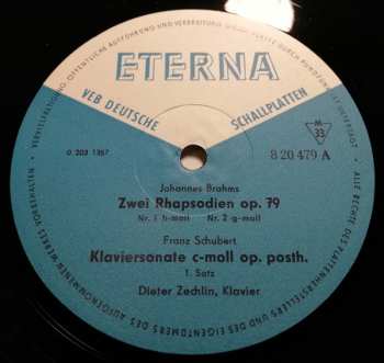 LP Johannes Brahms: Zwei Rhapsodien Op. 79 / Klaviersonate C-moll Op. Posth.