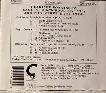 CD Max Reger: Clarinet Sonatas by Easley Blackwood and Max Reger