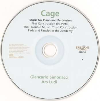 2CD John Cage: Music For Piano And Percussion