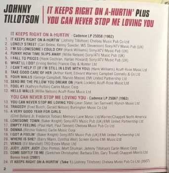 CD Johnny Tillotson: It Keeps Right on A-Hurtin' / You Can Never Stop Me Loving You