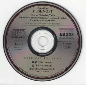 CD Carpe Diem String Quartet: Violin Concerto • String Quartet No. 1, "Pearl German"
