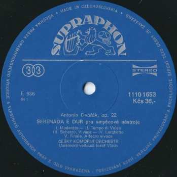 LP Antonín Dvořák: Serenády