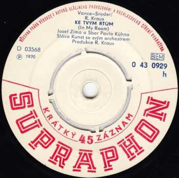 SP Josef Zíma: Já Nechci Spát / Ke Tvým Rtům