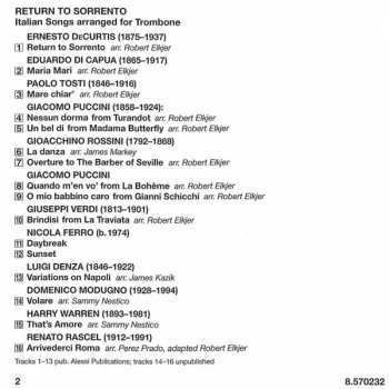 CD Joseph Alessi: Return To Sorrento - Italian Songs Arranged For Trombone