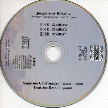 CD Joseph Guy Ropartz: The Three Sonatas For Violin & Piano