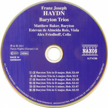 CD Joseph Haydn: Baryton Trios (Treasures From The Esterháza Palace)