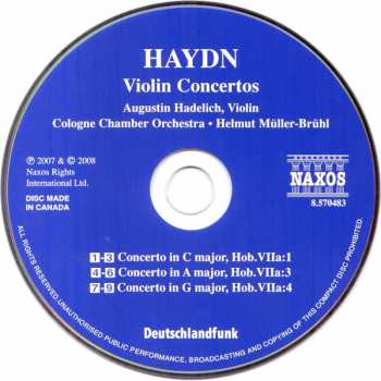 CD Joseph Haydn: Drei Violinkonzerte
