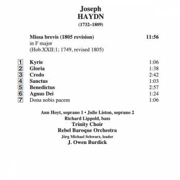 CD Joseph Haydn: Missa Brevis (1805 Revision) • Creation Mass (Schöpfungsmesse)