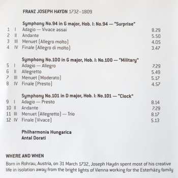 CD Joseph Haydn: Symphonies Nos. 94, 100 & 101 "Surprise", "Military" & "Clock"