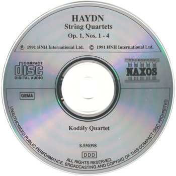 CD Joseph Haydn: String Quartets Op. 1, Nos. 1 - 4