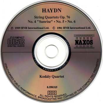 CD Joseph Haydn: String Quartets Op. 76 (No. 4 "Sunrise" • No. 5 • No. 6)