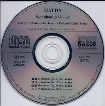 CD Joseph Haydn: Symphonies Vol. 28 (Symphonies Nos. 37-40)